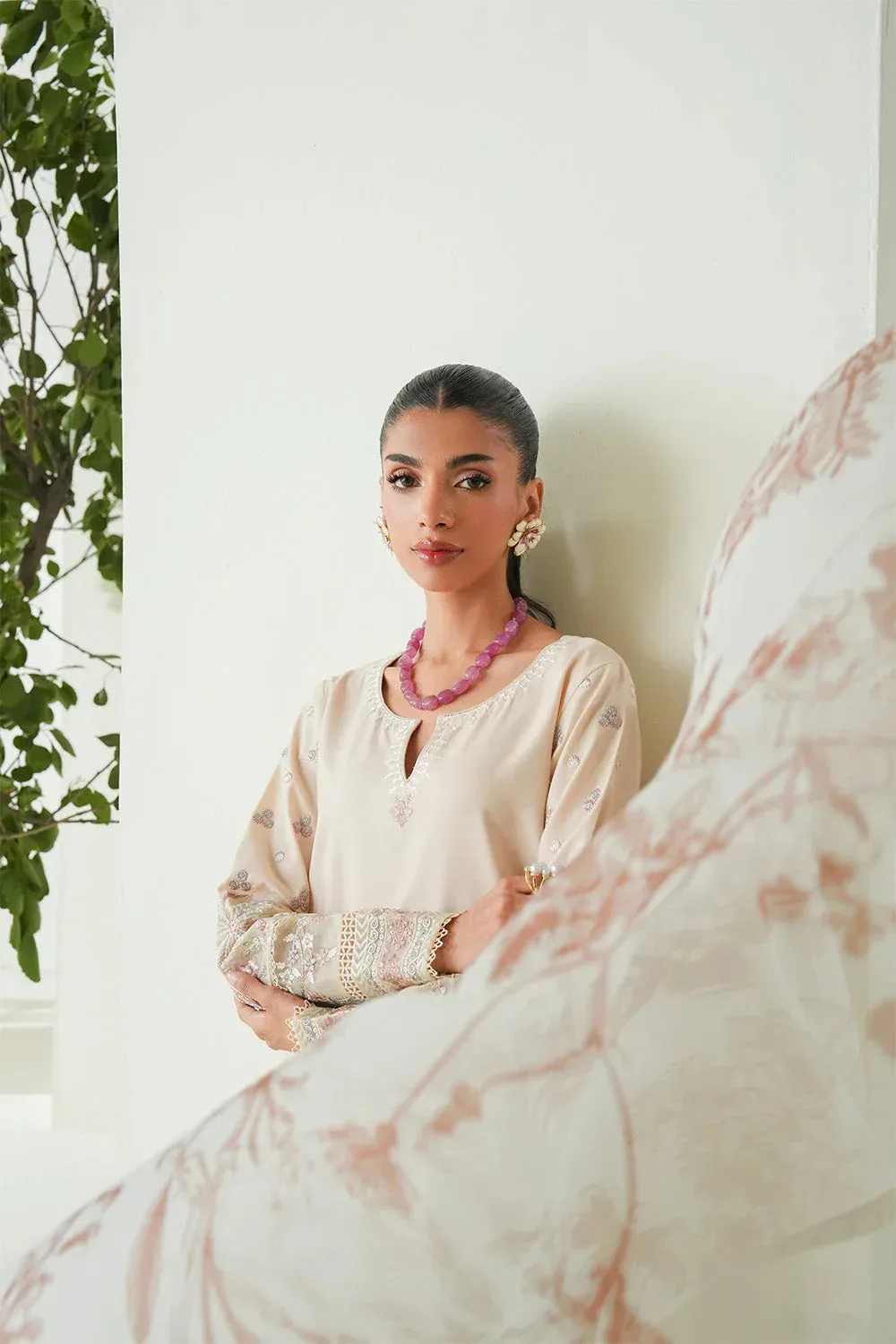 Maryum N Maria Soiree Lawn Ivory Organza – view 4 – Poshaq