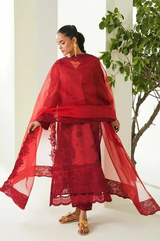 Maryum N Maria Soiree Lawn Haute Red Organza – view 1 – Poshaq