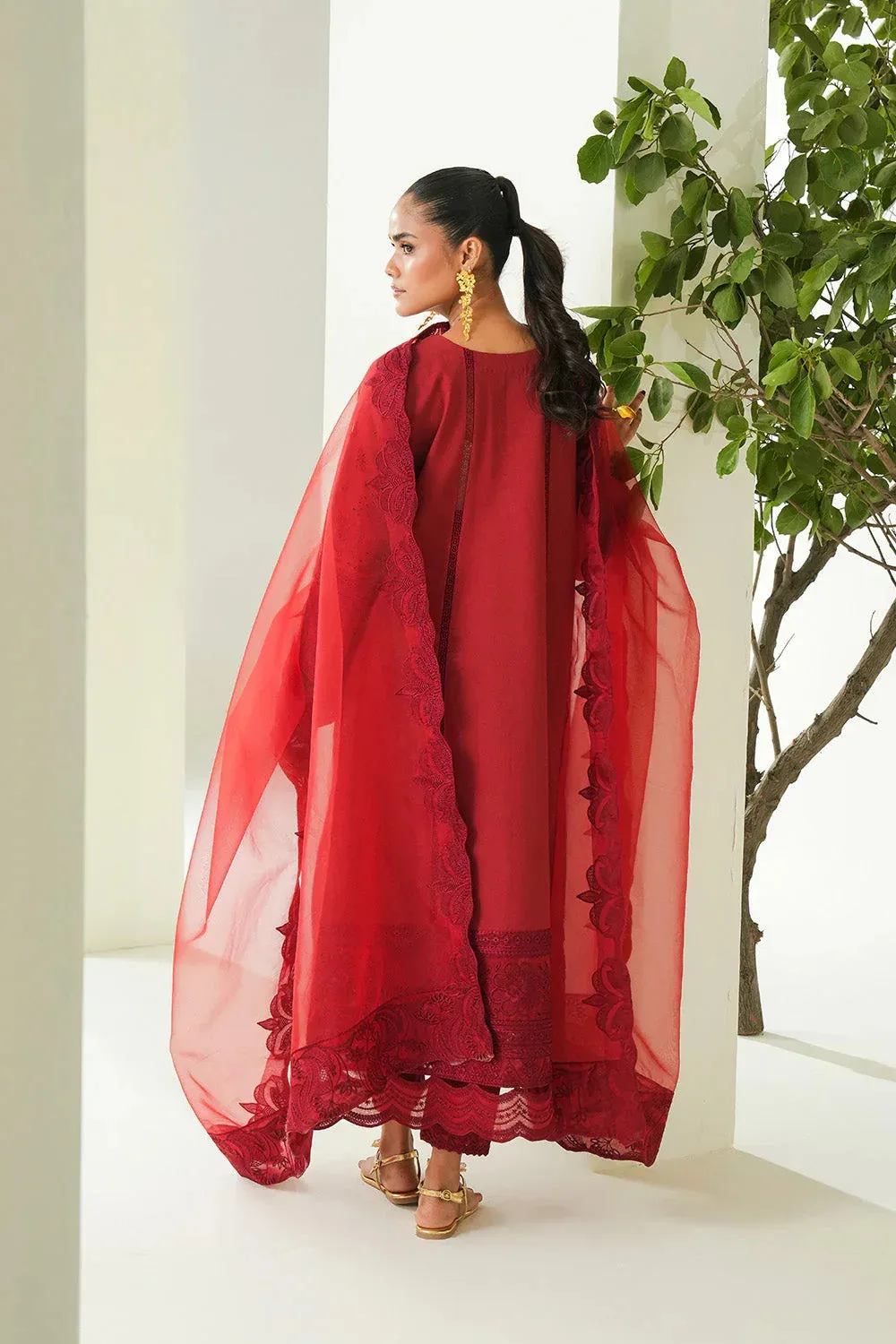 Maryum N Maria Soiree Lawn Haute Red Organza – view 2 – Poshaq