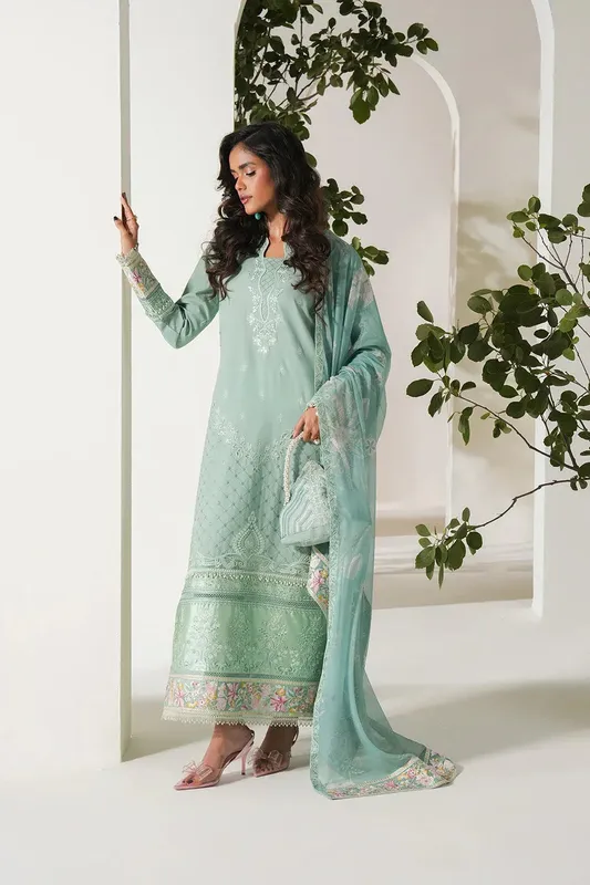 Maryum N Maria Soiree Lawn Ice Blue Organza – view 1 – Poshaq