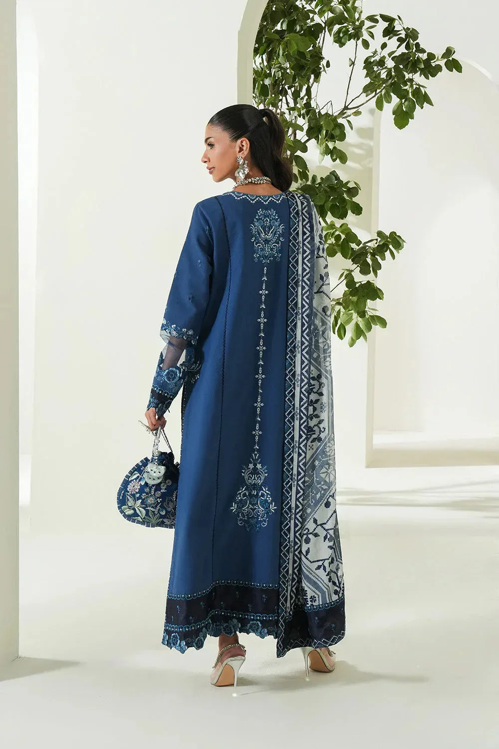 Maryum N Maria Soiree Lawn Navy Organza – view 2 – Poshaq
