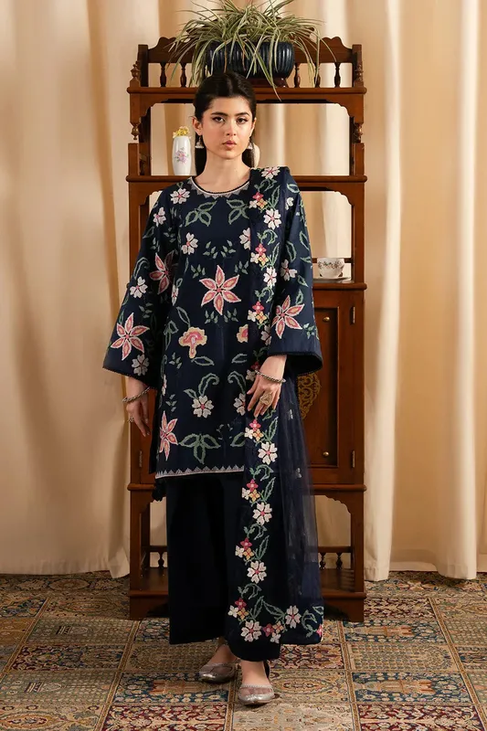 Maryum N Maria Dali Luxe Navy Blue Cambric – view 1 – Poshaq