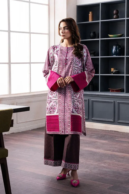 Maryum N Maria Mah Casual Pret Maroon Organza – view 1 – Poshaq