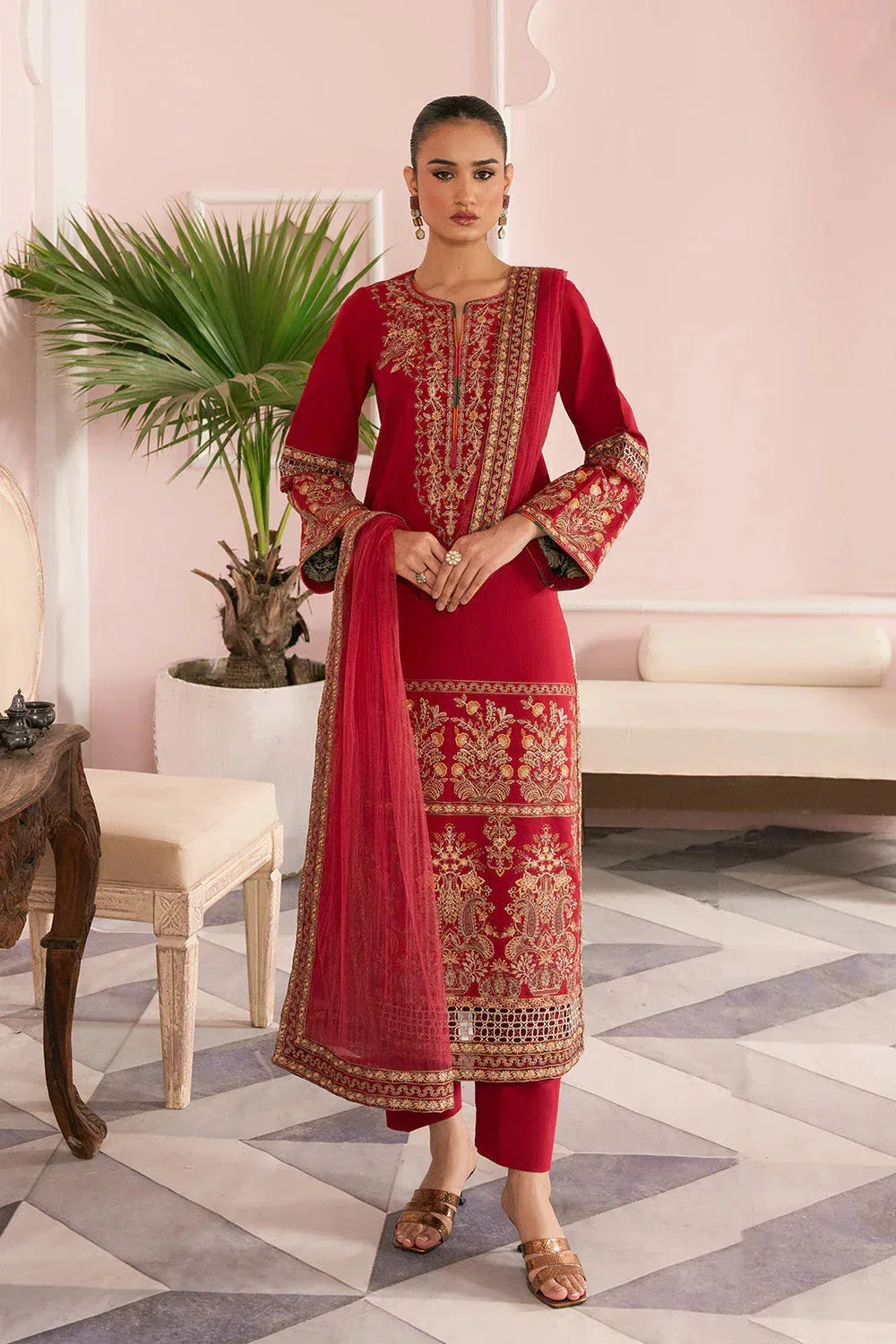 Maryum N Maria Eid Luxury Lawn 25 Red Organza – view 1 – Poshaq