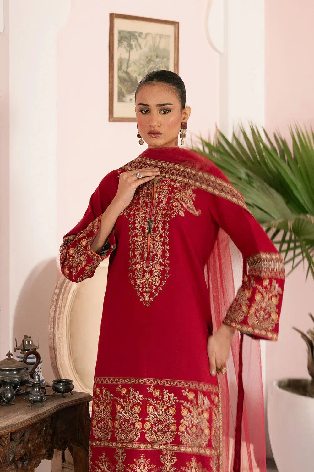 Maryum N Maria Eid Luxury Lawn 25 Red Organza – view 3 – Poshaq