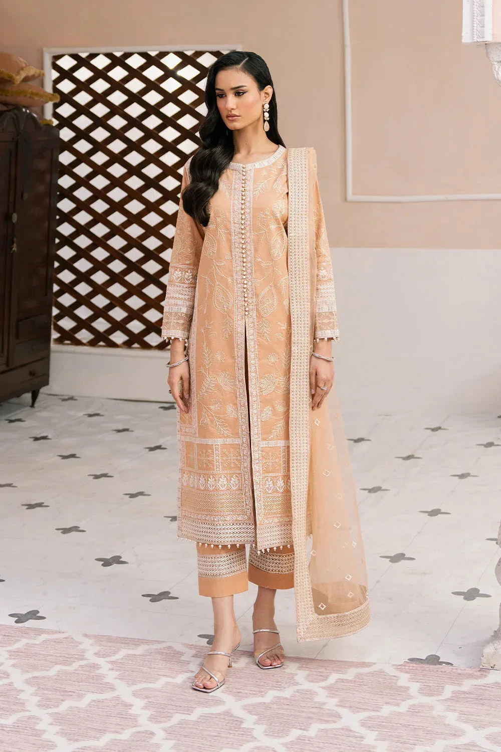 Maryum N Maria Eid Luxury Lawn 25 Peach Hue Organza – view 1 – Poshaq