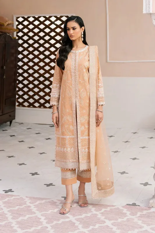 Maryum N Maria Eid Luxury Lawn 25 Peach Hue Organza – view 1 – Poshaq