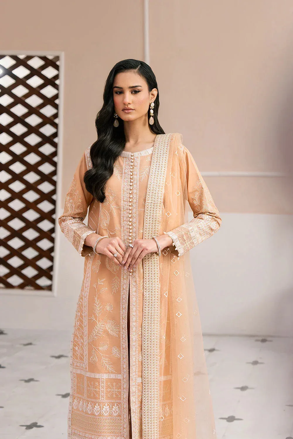 Maryum N Maria Eid Luxury Lawn 25 Peach Hue Organza – view 2 – Poshaq