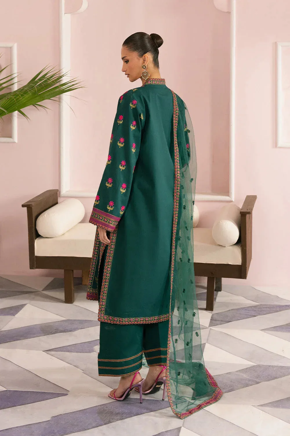Maryum N Maria Eid Luxury Lawn 25 Teal Green Organza – view 2 – Poshaq