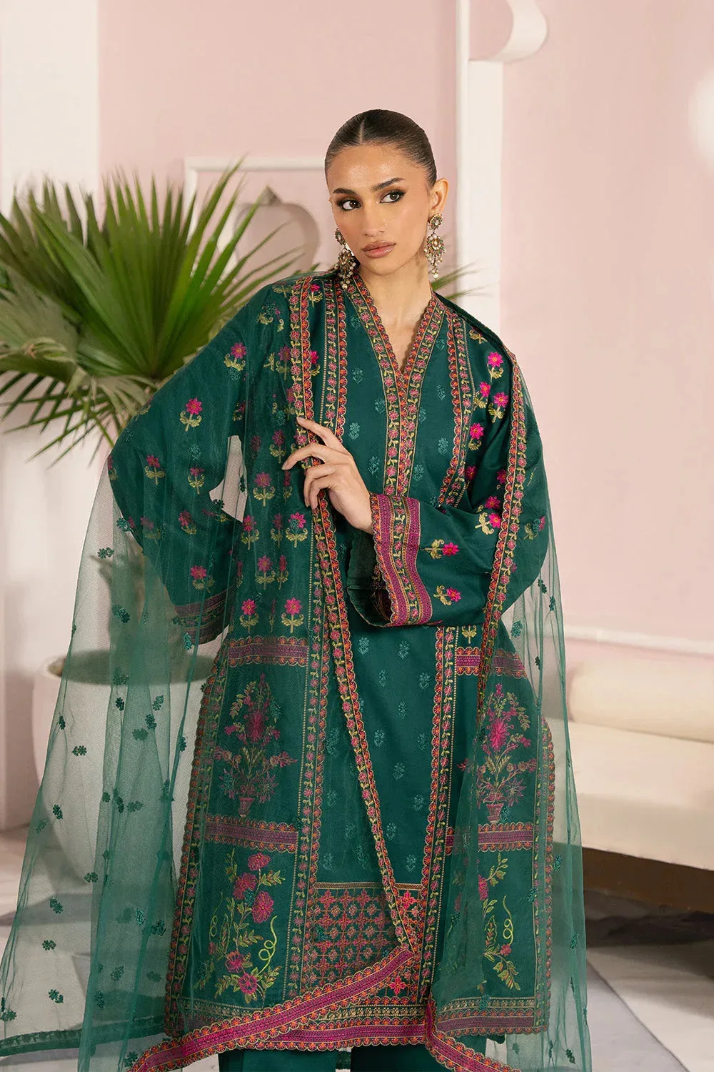 Maryum N Maria Eid Luxury Lawn 25 Teal Green Organza – view 3 – Poshaq