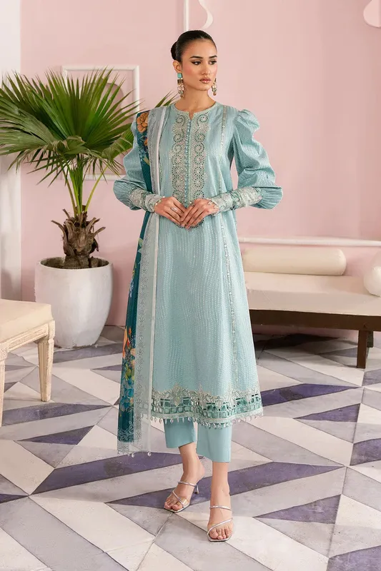 Maryum N Maria Eid Luxury Lawn 25 Aqua Organza – view 1 – Poshaq