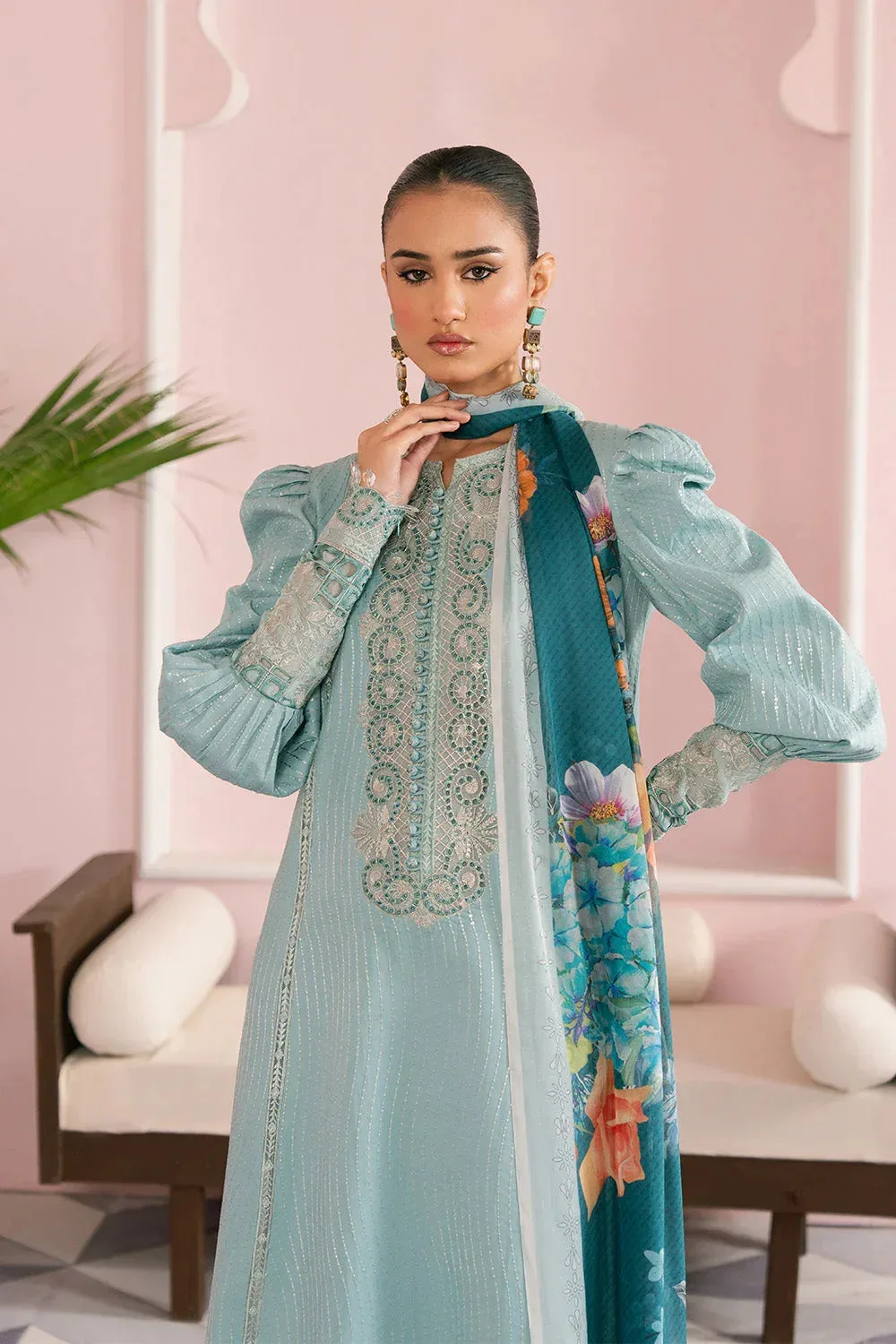 Maryum N Maria Eid Luxury Lawn 25 Aqua Organza – view 3 – Poshaq