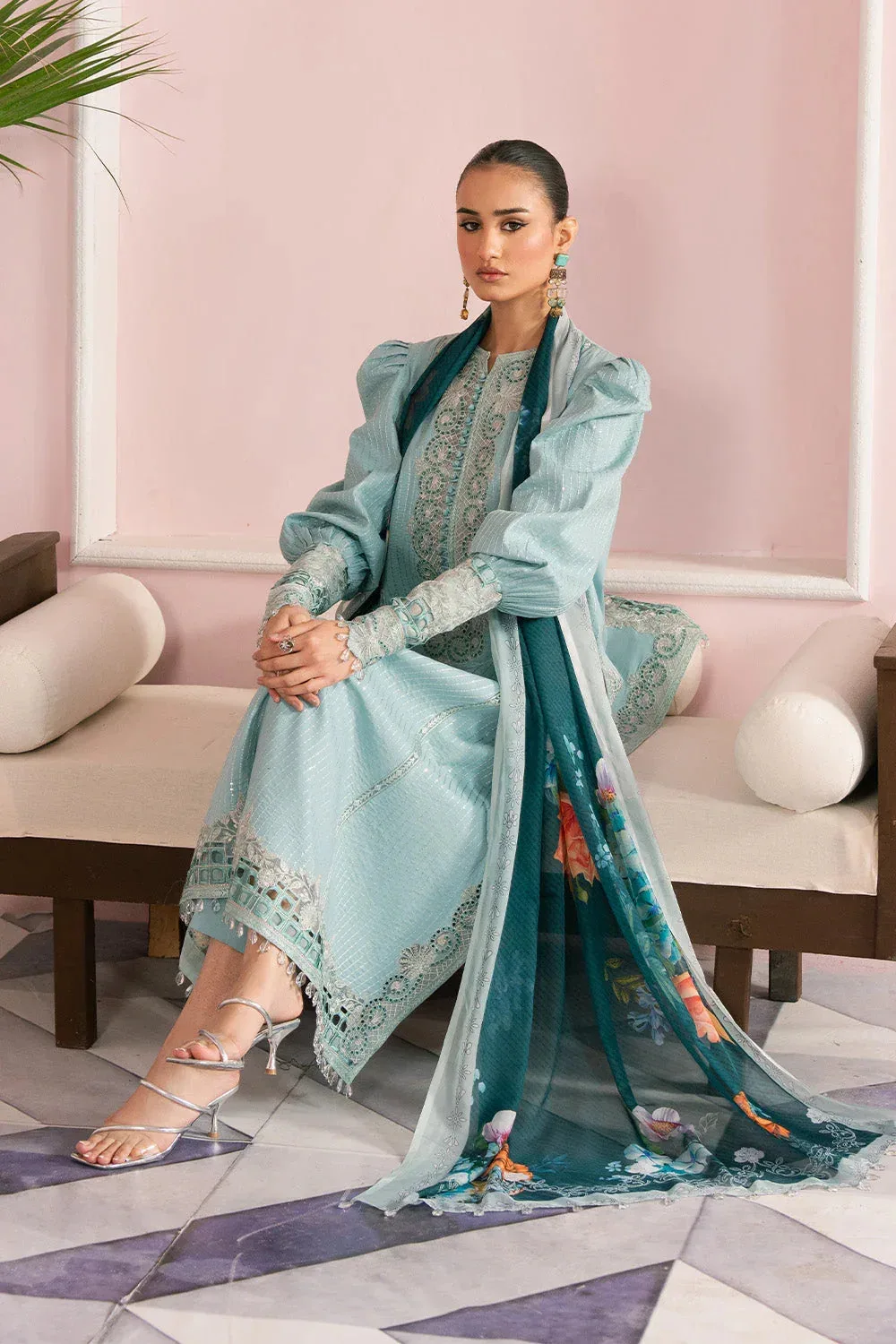 Maryum N Maria Eid Luxury Lawn 25 Aqua Organza – view 4 – Poshaq