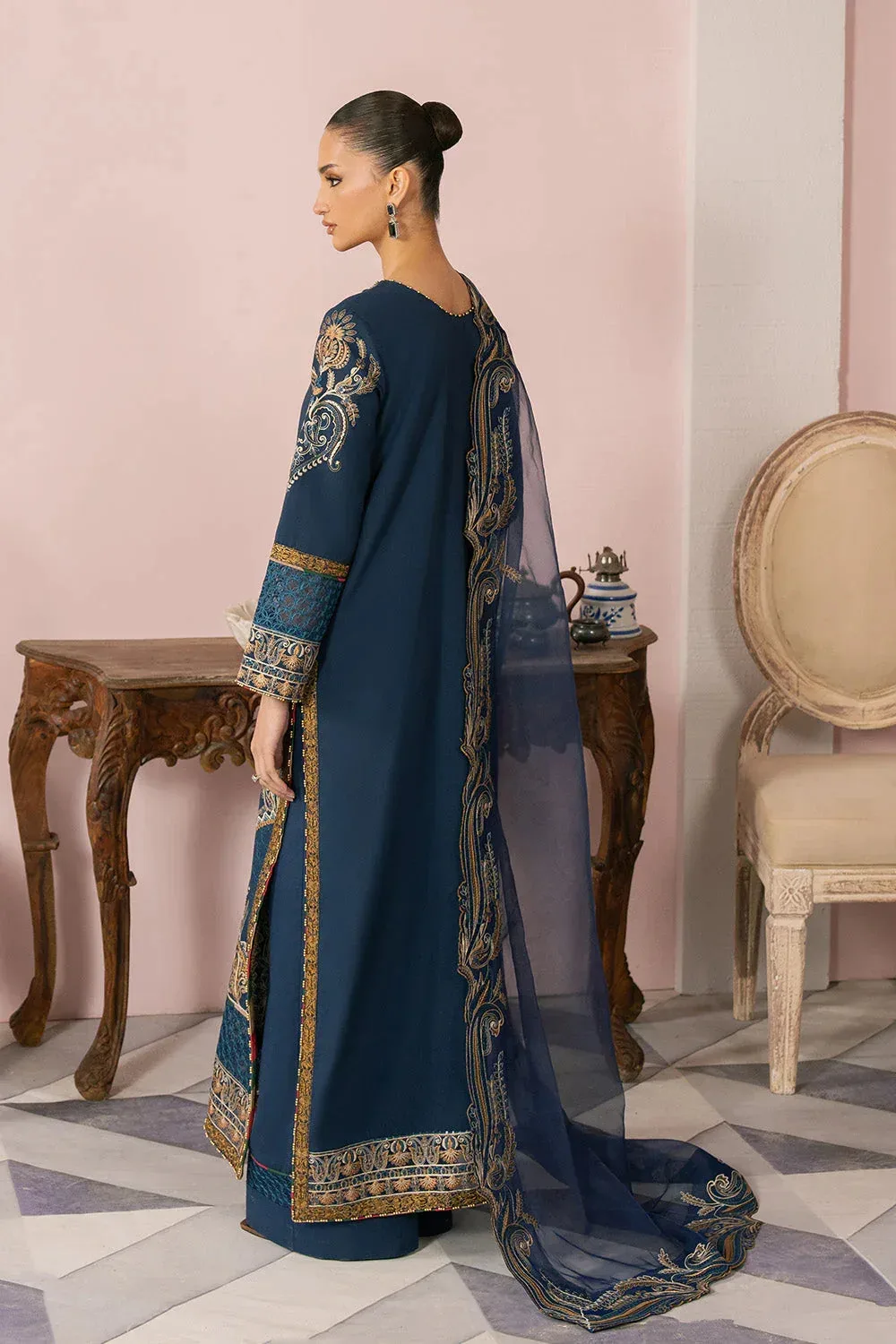 Maryum N Maria Eid Luxury Lawn 25 Navy Blue Organza – view 2 – Poshaq