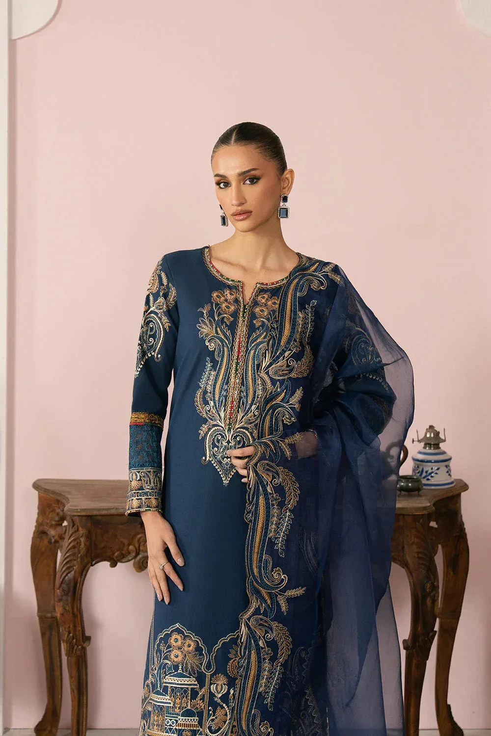 Maryum N Maria Eid Luxury Lawn 25 Navy Blue Organza – view 3 – Poshaq
