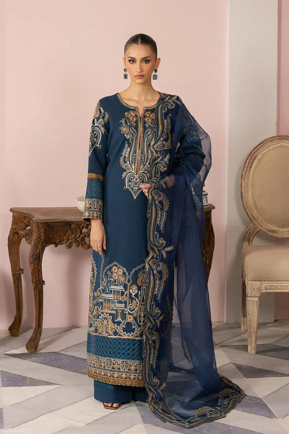Maryum N Maria Eid Luxury Lawn 25 Navy Blue Organza – view 4 – Poshaq