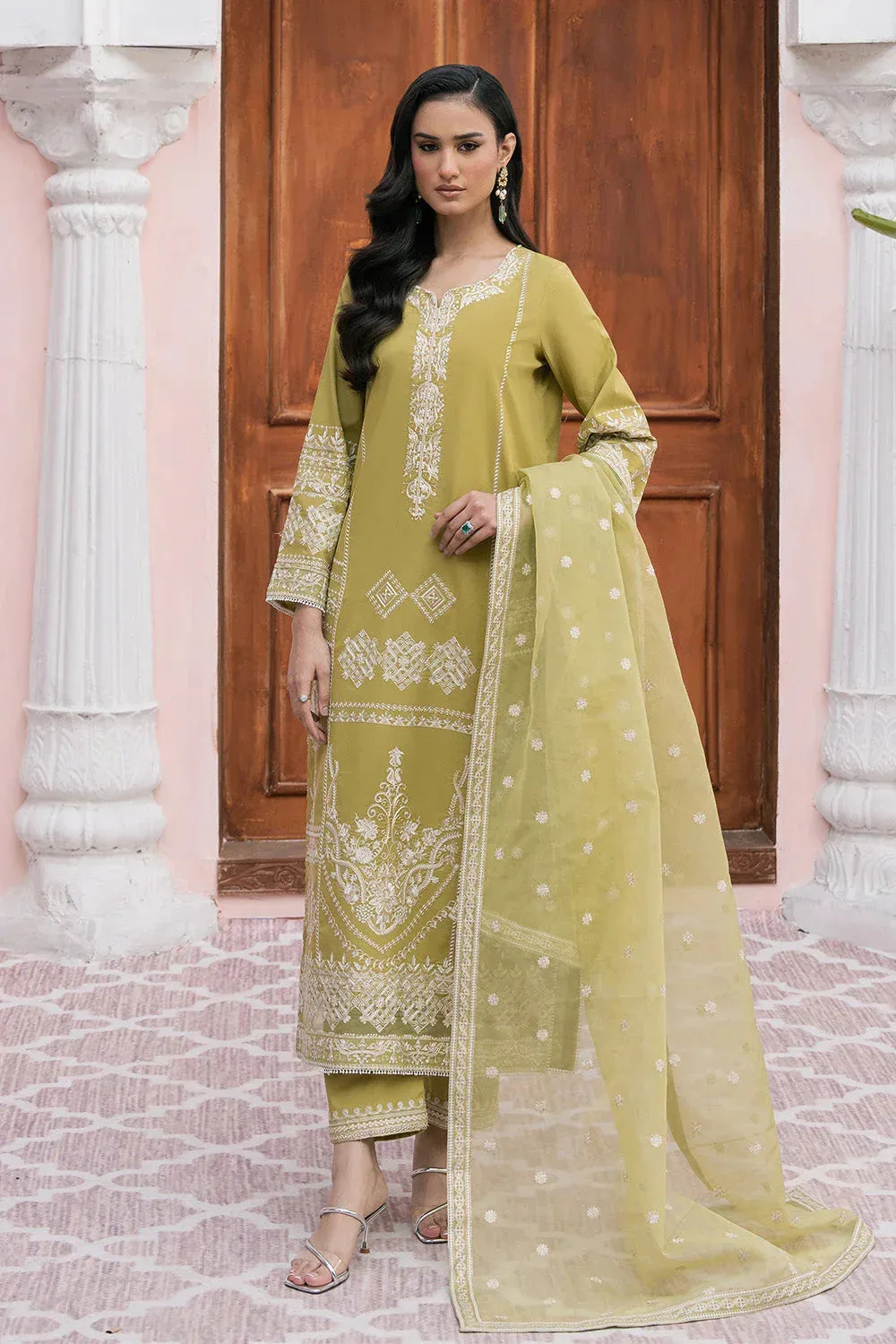 Maryum N Maria Eid Luxury Lawn 25 Olive Organza – view 1 – Poshaq