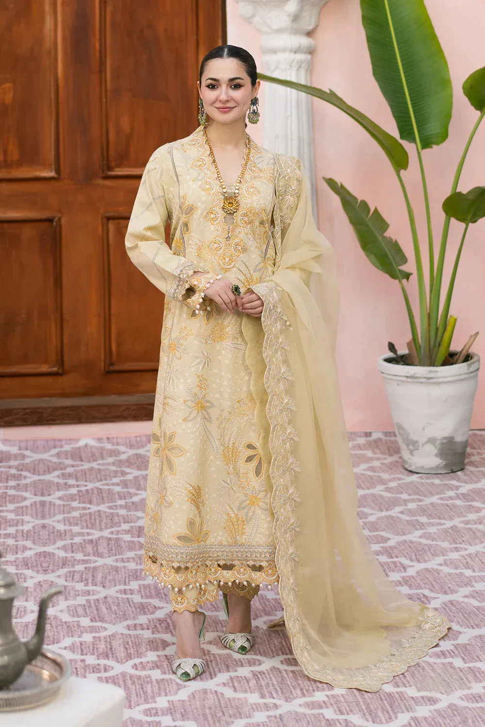 Maryum N Maria Eid Luxury Lawn 25 Yellow Organza – view 1 – Poshaq