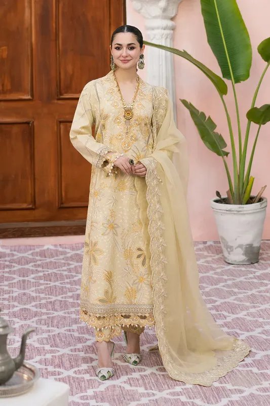 Maryum N Maria Eid Luxury Lawn 25 Yellow Organza – view 1 – Poshaq