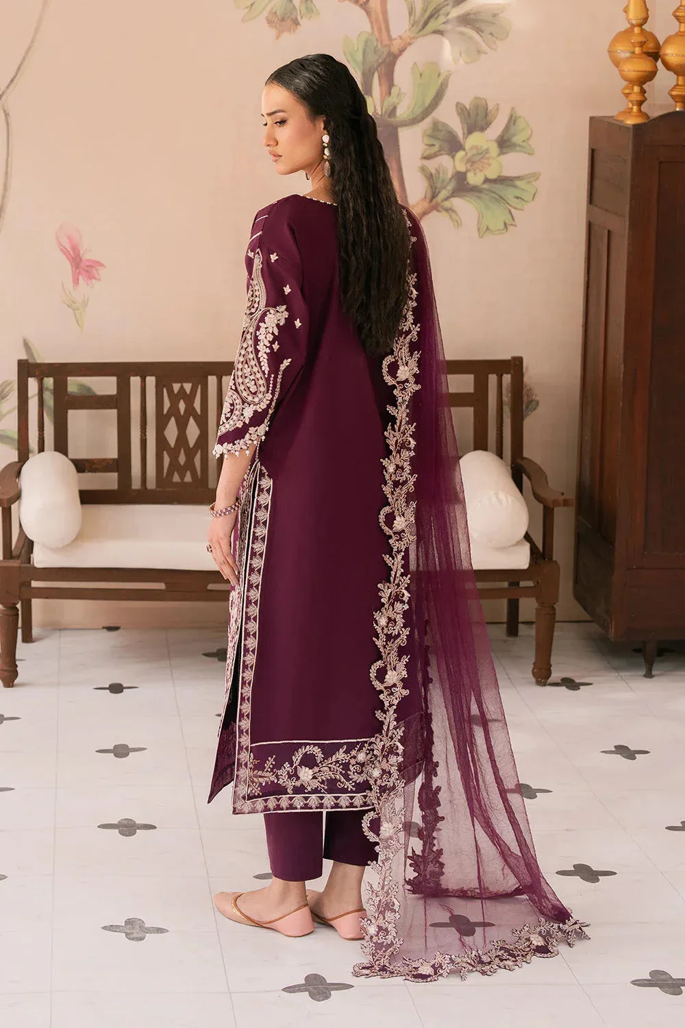 Maryum N Maria Eid Luxury Lawn 25 Plum Organza – view 2 – Poshaq