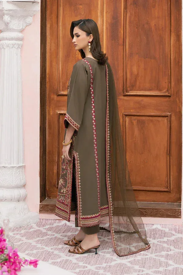 Maryum N Maria Eid Luxury Lawn 25 Brown Organza – view 2 – Poshaq