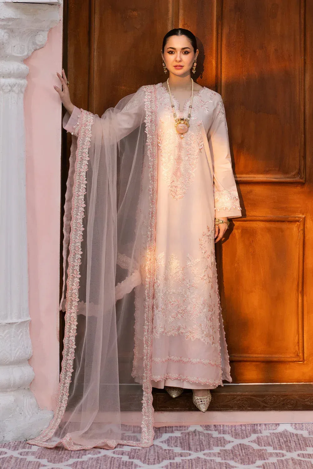 Maryum N Maria Eid Luxury Lawn 25 Pink Organza – view 1 – Poshaq