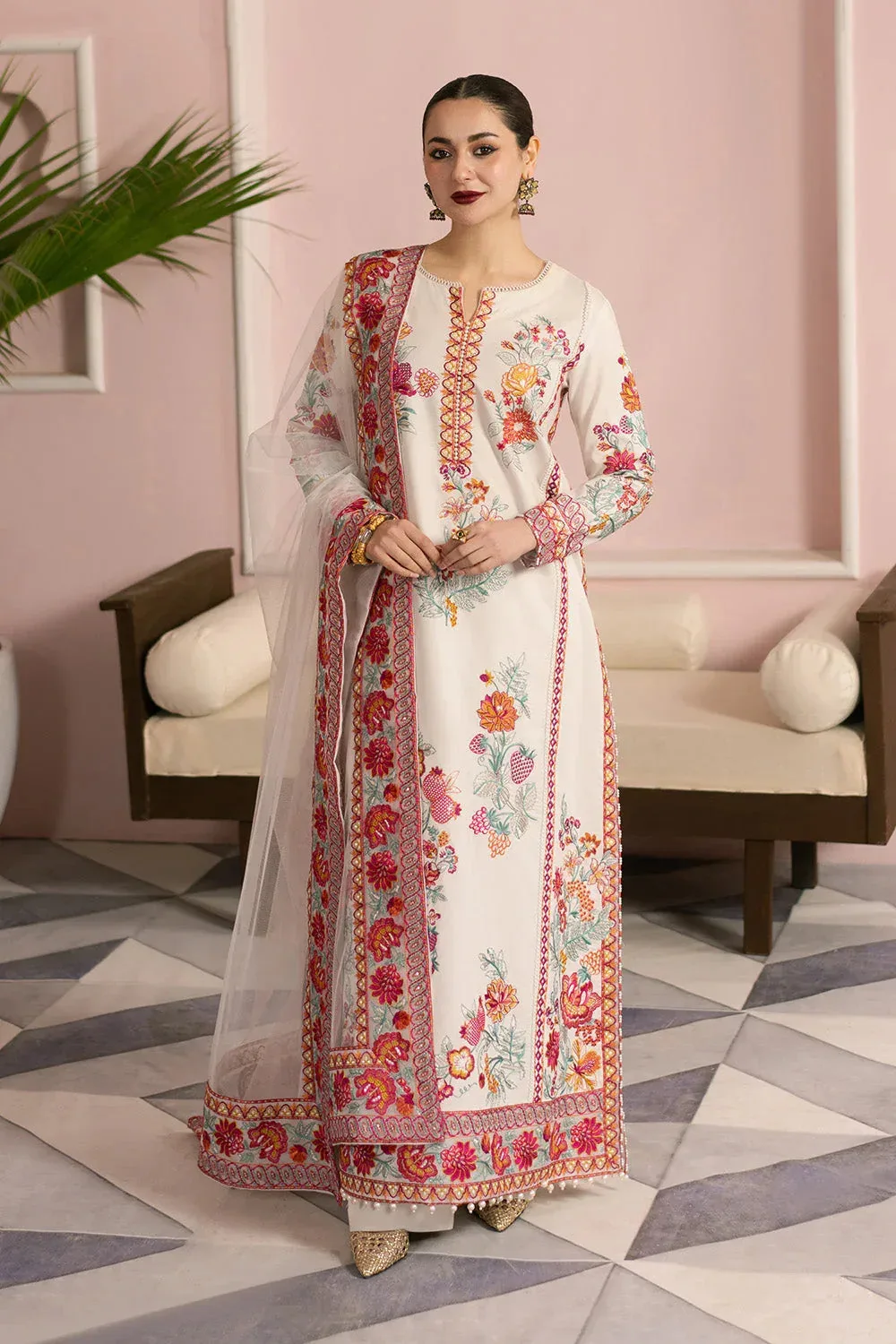 Maryum N Maria Eid Luxury Lawn 25 Off White Organza – view 1 – Poshaq
