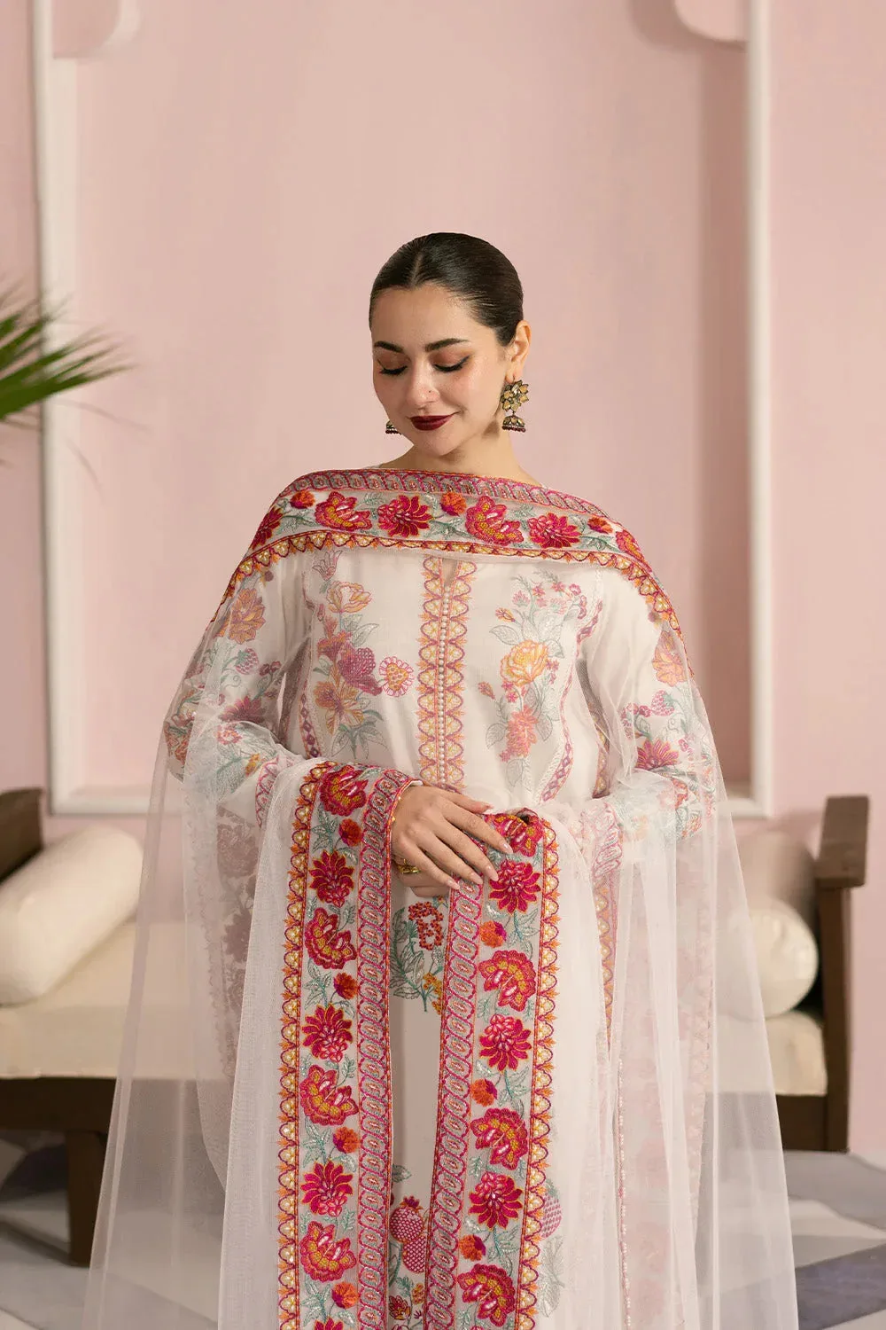 Maryum N Maria Eid Luxury Lawn 25 Off White Organza – view 3 – Poshaq