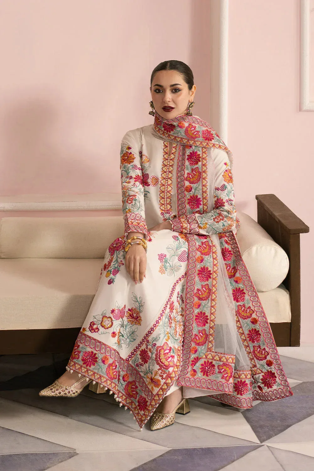 Maryum N Maria Eid Luxury Lawn 25 Off White Organza – view 4 – Poshaq