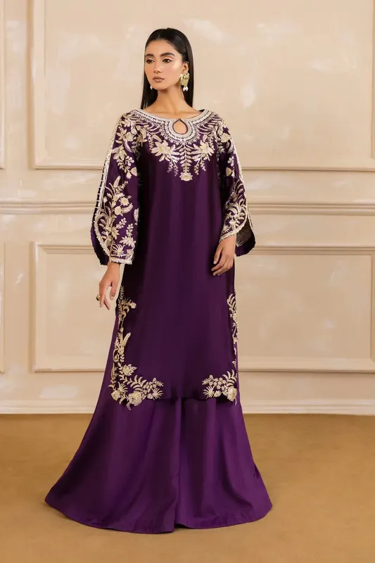 Maryum N Maria Zaira Pret Dark Purple Organza – view 1 – Poshaq