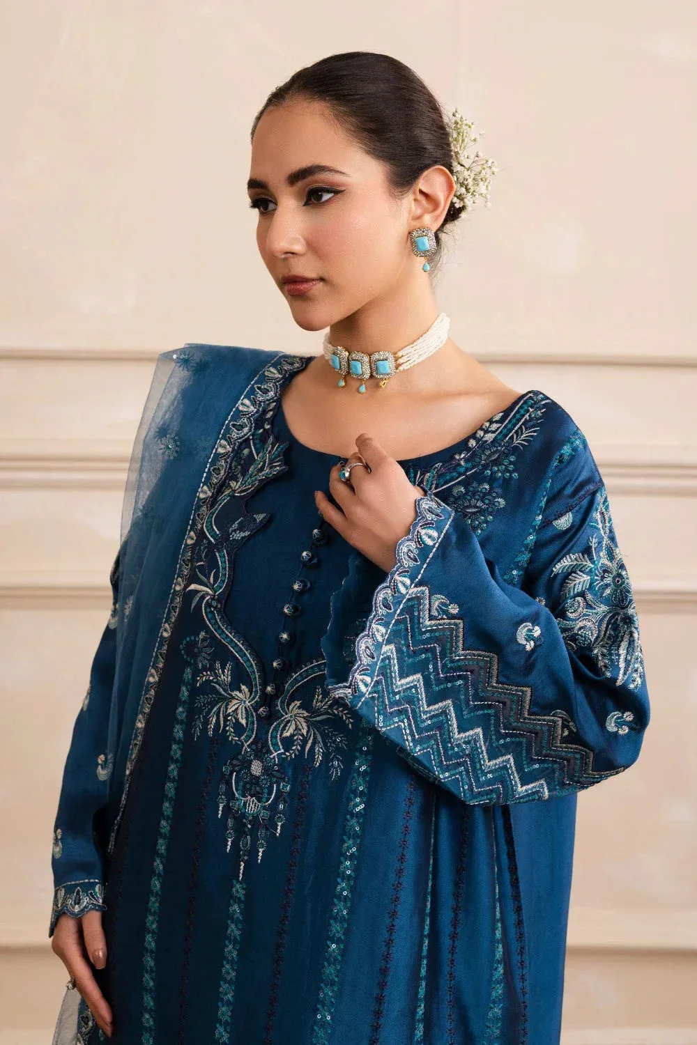 Maryum N Maria Izara Formals Deep Blue Organza – view 3 – Poshaq