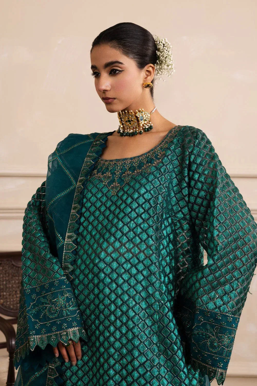 Maryum N Maria Izara Formals Emerald Green Organza – view 3 – Poshaq
