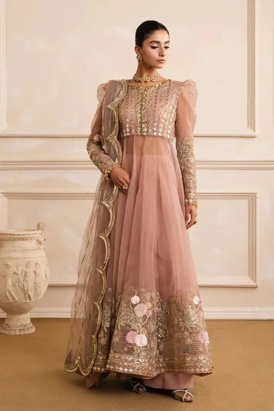 Maryum N Maria Izara Formals Peach Pink Organza – view 1 – Poshaq
