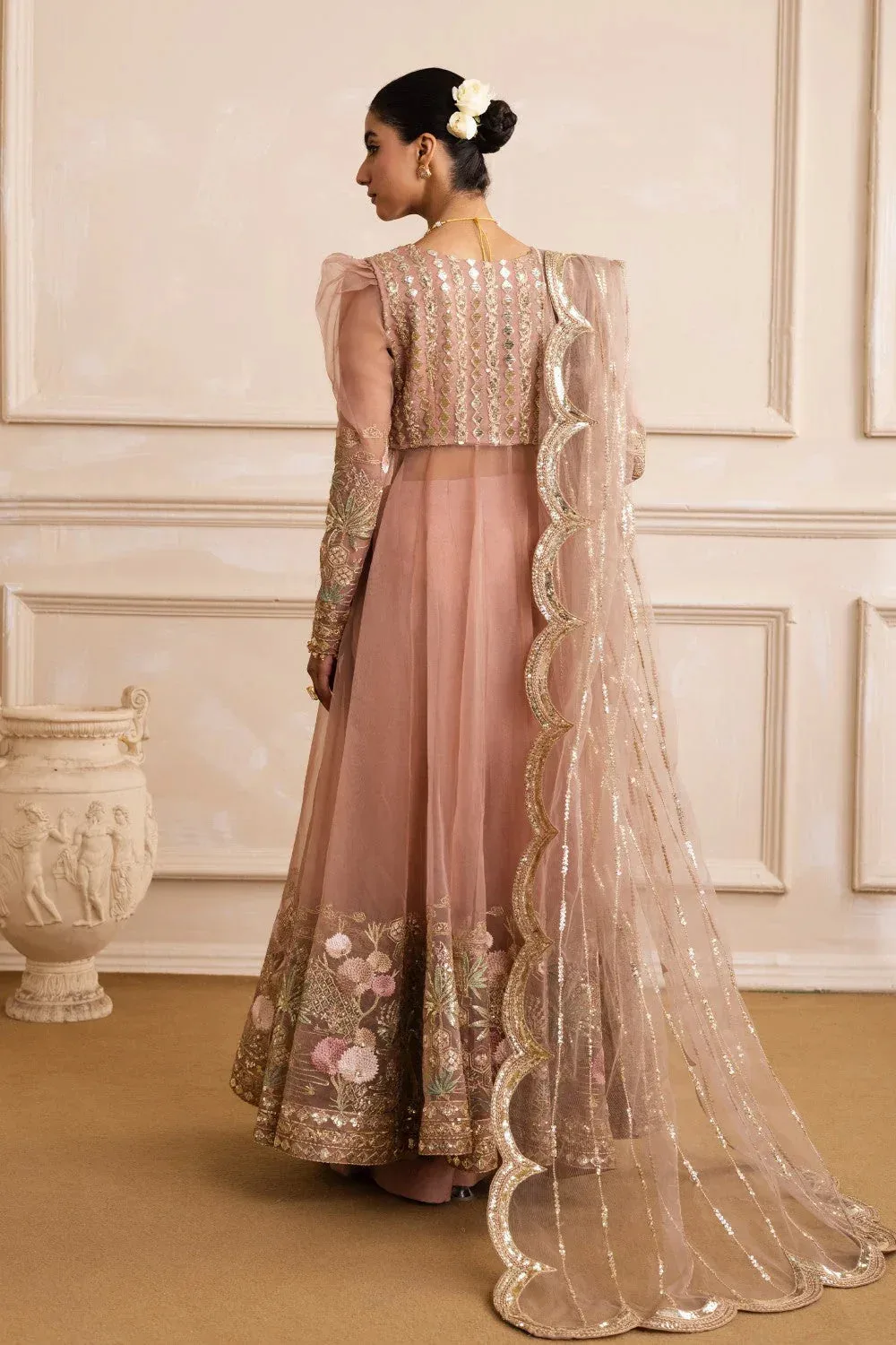 Maryum N Maria Izara Formals Peach Pink Organza – view 2 – Poshaq