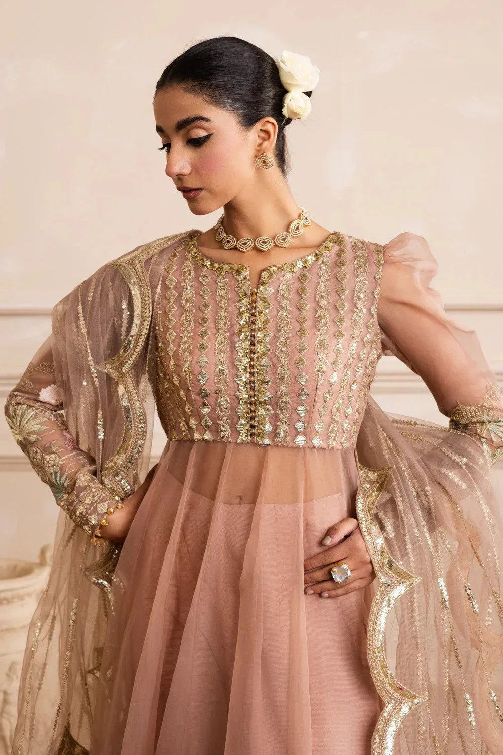 Maryum N Maria Izara Formals Peach Pink Organza – view 3 – Poshaq