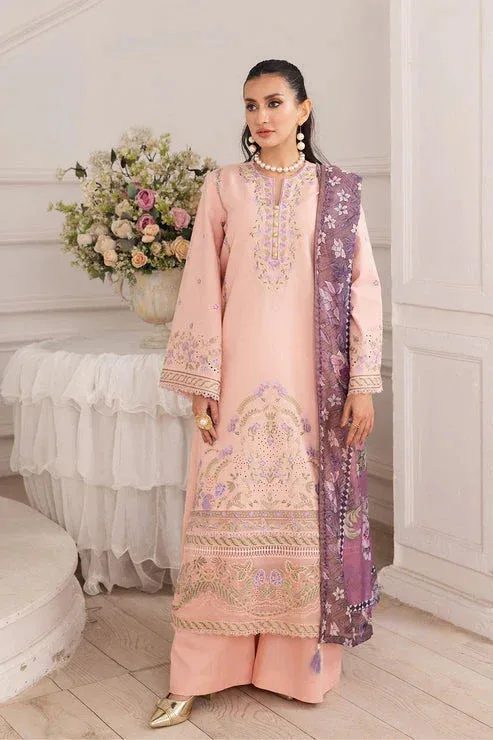 Maryum N Maria Mira Luxury Lawn Peach Pink Lawn – view 1 – Poshaq