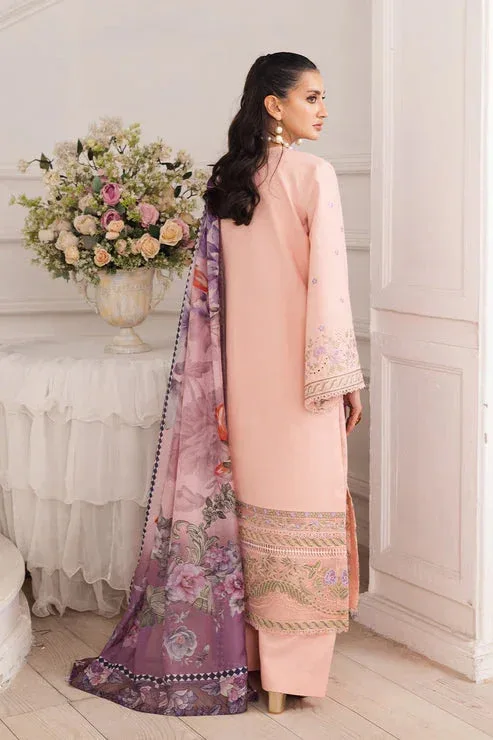Maryum N Maria Mira Luxury Lawn Peach Pink Lawn – view 2 – Poshaq