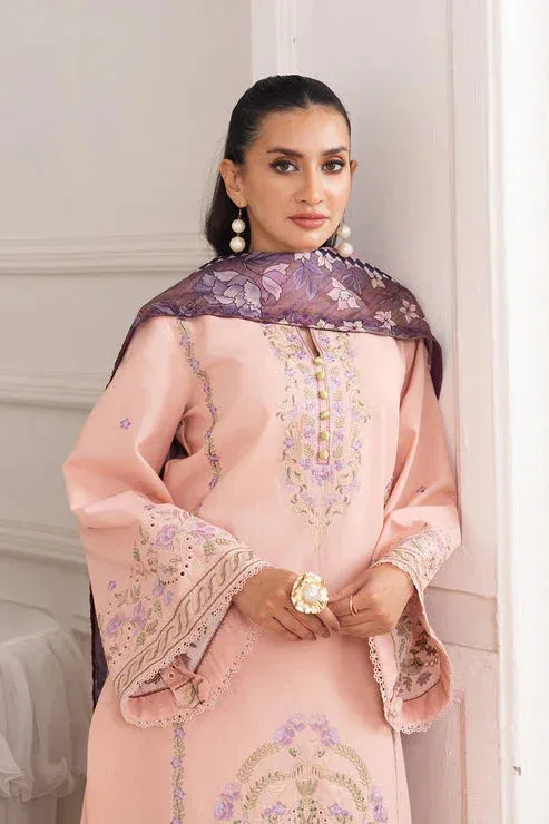 Maryum N Maria Mira Luxury Lawn Peach Pink Lawn – view 3 – Poshaq