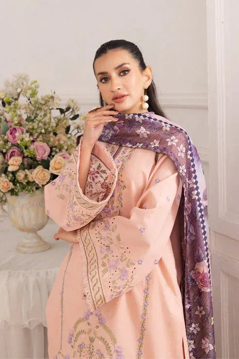 Maryum N Maria Mira Luxury Lawn Peach Pink Lawn – view 4 – Poshaq