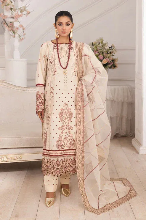 Maryum N Maria Mira Luxury Lawn Ivory Lawn – view 1 – Poshaq