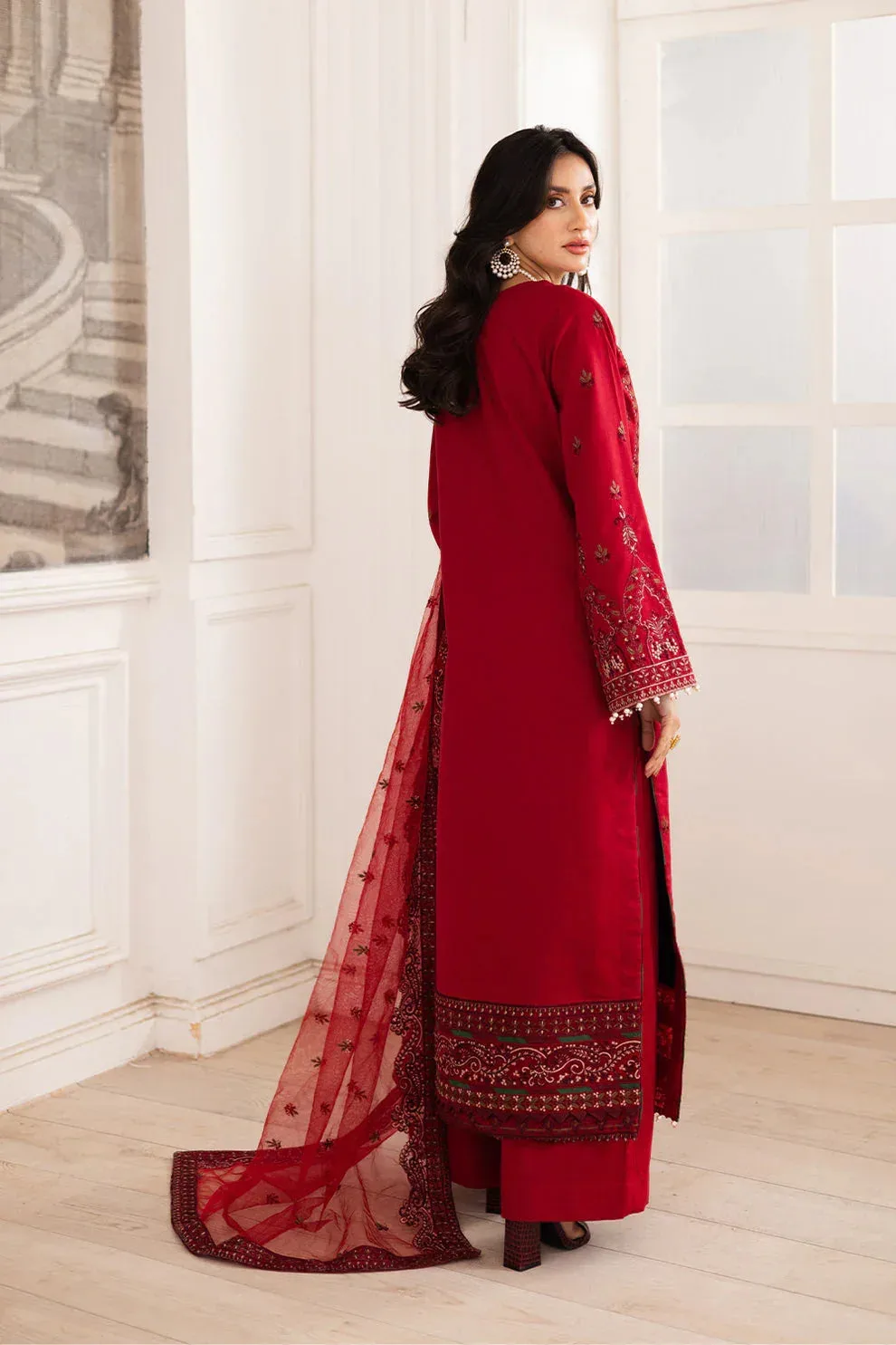 Maryum N Maria Mira Luxury Lawn Red Lawn – view 2 – Poshaq