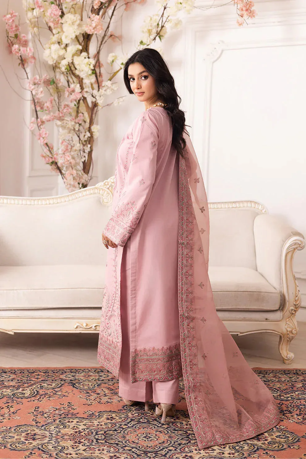 Maryum N Maria Mira Luxury Lawn Pink Lawn – view 2 – Poshaq
