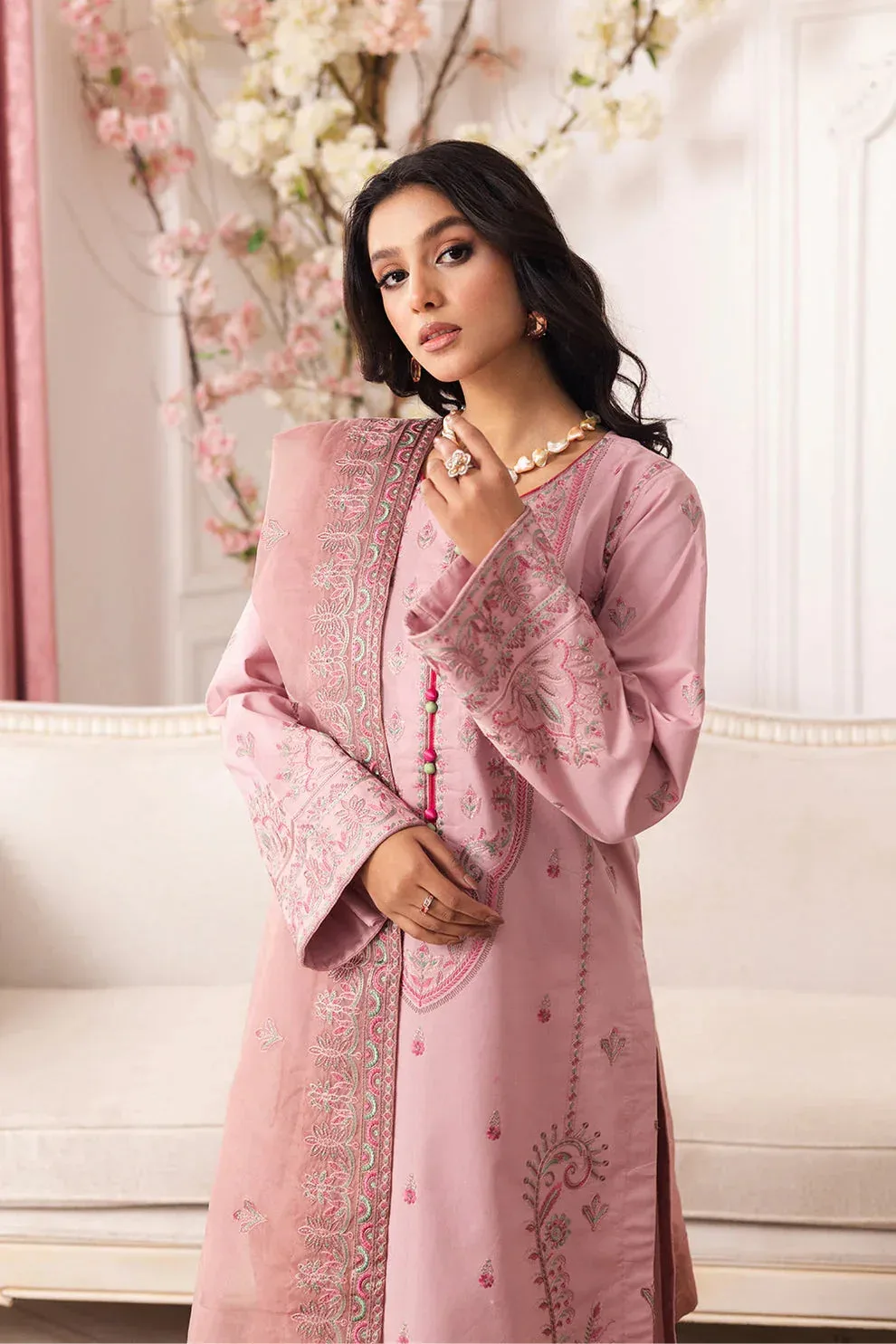 Maryum N Maria Mira Luxury Lawn Pink Lawn – view 4 – Poshaq