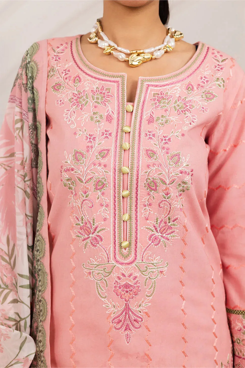 Maryum N Maria Mira Luxury Lawn Salmon Pink Lawn – view 3 – Poshaq