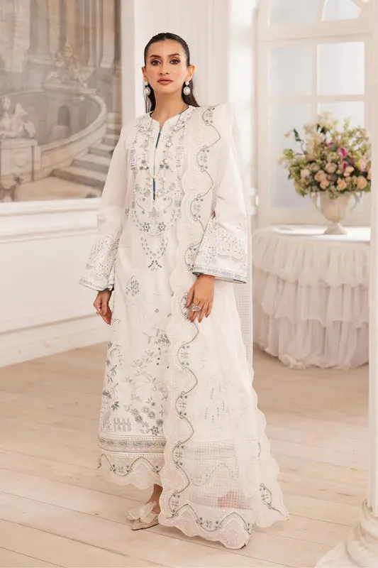 Maryum N Maria Mira Luxury Lawn White Lawn – view 1 – Poshaq