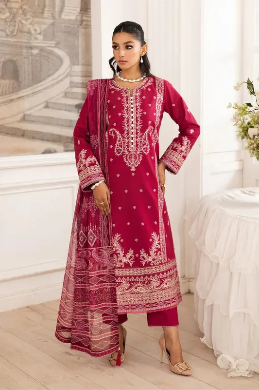 Maryum N Maria Mira Luxury Lawn Carmine Lawn – view 1 – Poshaq