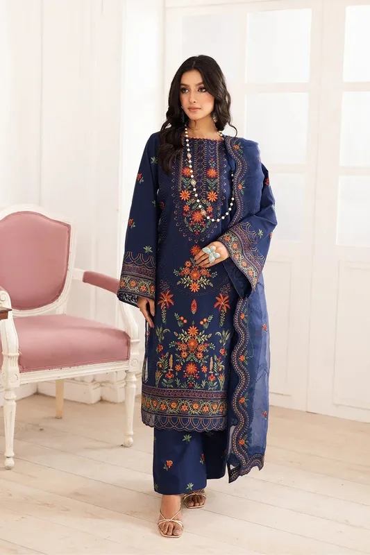 Maryum N Maria Mira Luxury Lawn Navy Lawn – view 1 – Poshaq