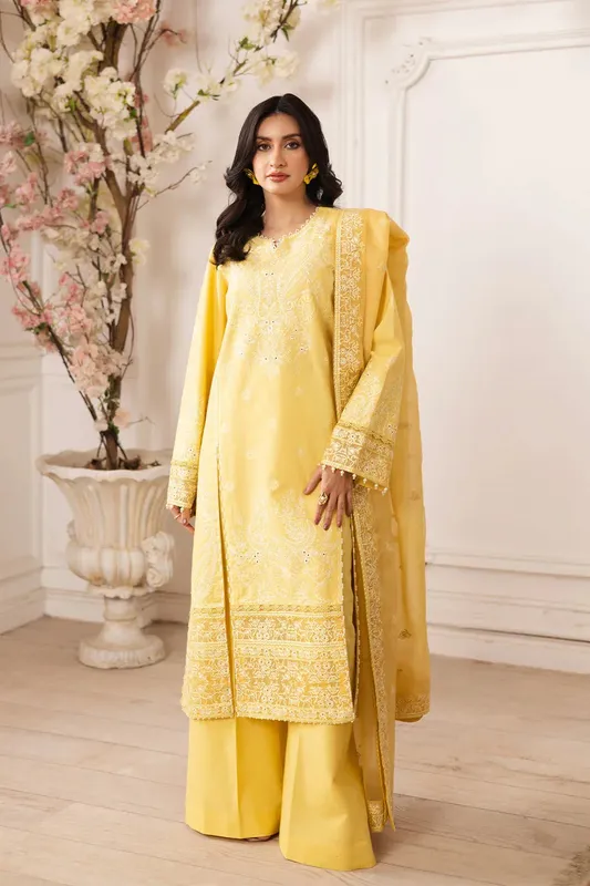 Maryum N Maria Mira Luxury Lawn Yellow Lawn – view 1 – Poshaq