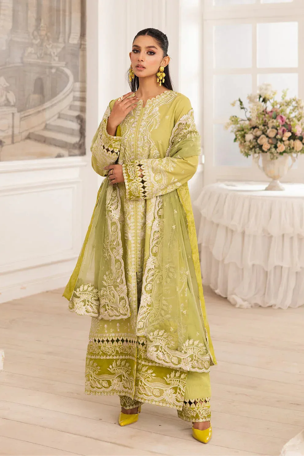 Maryum N Maria Mira Luxury Lawn Olive Lawn – view 1 – Poshaq