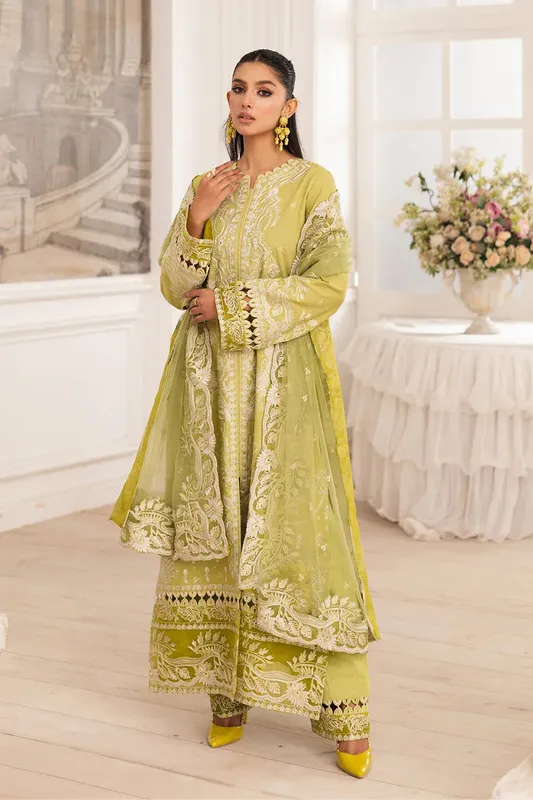Maryum N Maria Mira Luxury Lawn Olive Lawn – view 1 – Poshaq